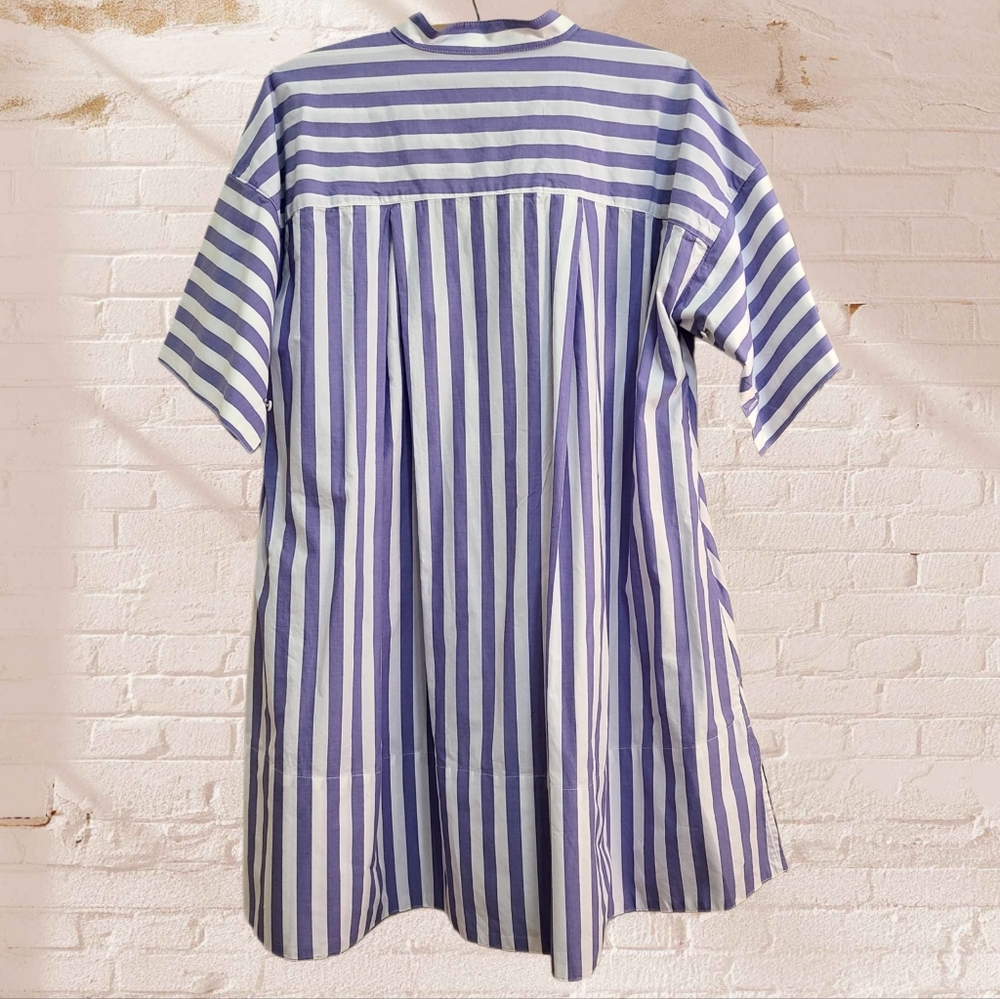 Banana Republic Rhyah Poplin Mini Dress In Bold Blue Stripe Size M/L - Picture 5 of 6